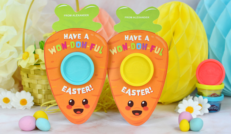 Printable Easter Carrot Shaped Play Doh Holder