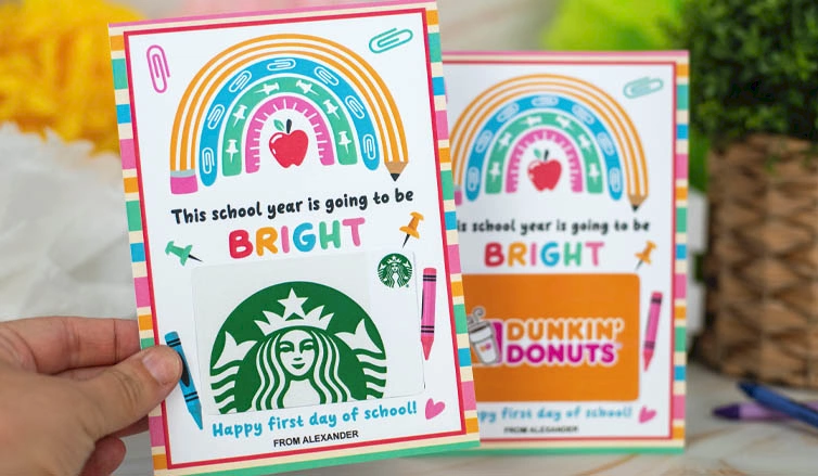 Brighten Your Teacher's Day with Our Printable Rainbow Gift Card Holders!
