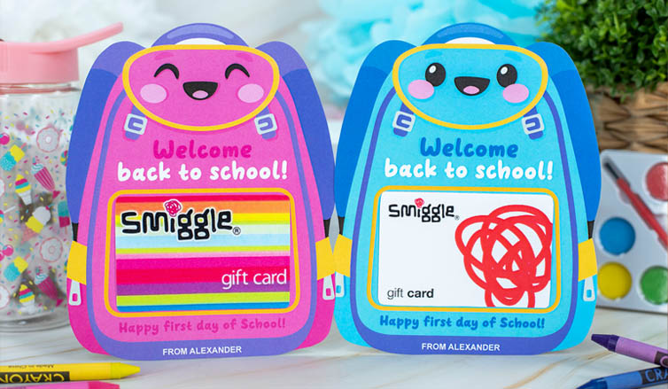 Back to School Gift | Kawaii Printable Backpack Gift Card Holder