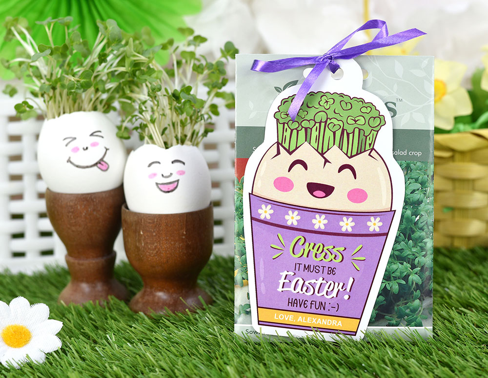 Cress head tag for Easter